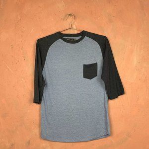 Blue Baseball Tee / 3/4 Sleeve Baseball T-Shirt / Men's Medium Baseball T-Shirt